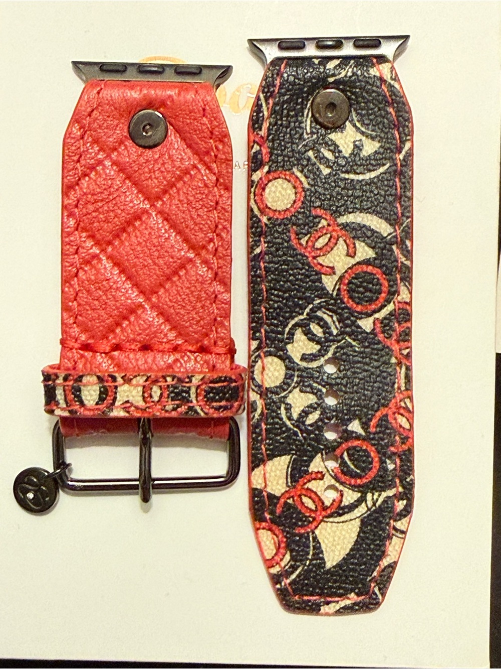 Spark*l Bands Size 2 Chanel & Red Quilt Watchband - Picture 2 of 6